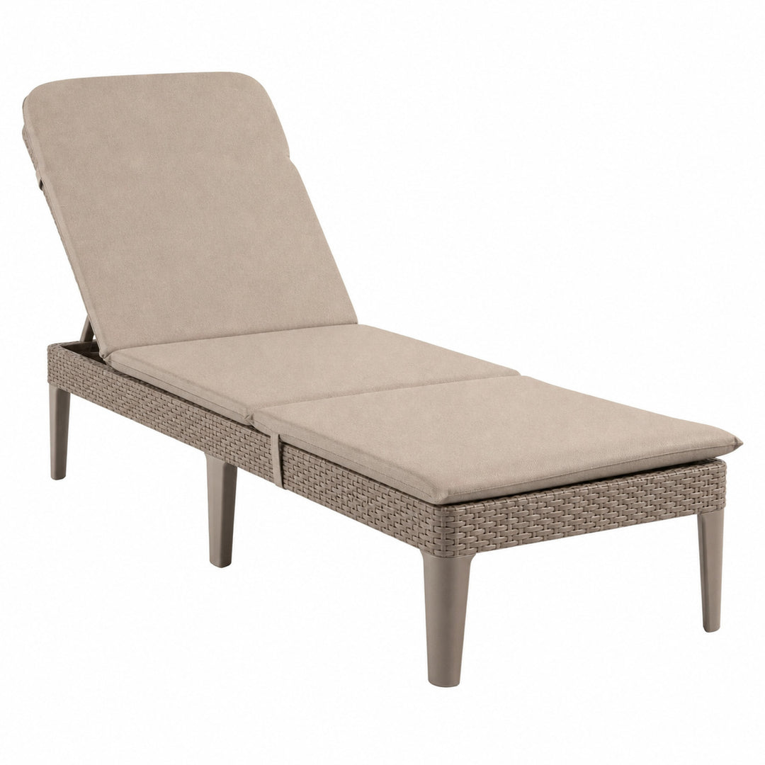Șezlong de grădină reglabil Jaipur Sun Lounger, culoare cappuccino + pernă pentru șezlong Jaipur, culoare bej, țesătură S-550 Melange, dimensiuni 190x60 cm