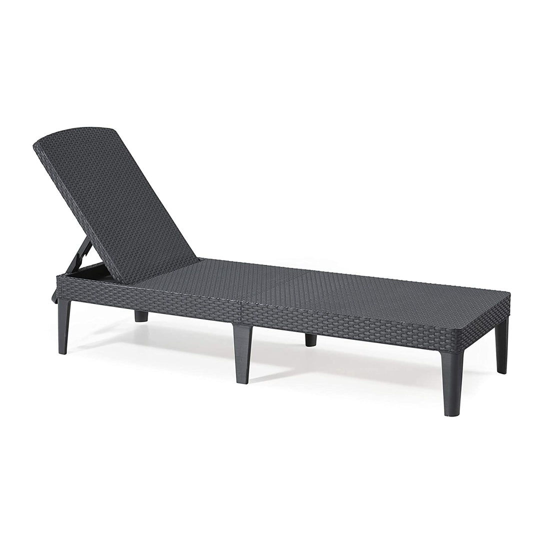 Șezlong de grădină reglabil Jaipur Sun Lounger, culoare grafit + pernă pentru șezlong Jaipur, culoare gri închis, țesătură S-500, dimensiuni 190x60 cm