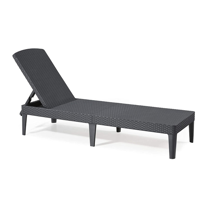 Șezlong de grădină reglabil Jaipur Sun Lounger, culoare grafit + pernă pentru șezlong Jaipur, culoare gri închis, țesătură S-500, dimensiuni 190x60 cm