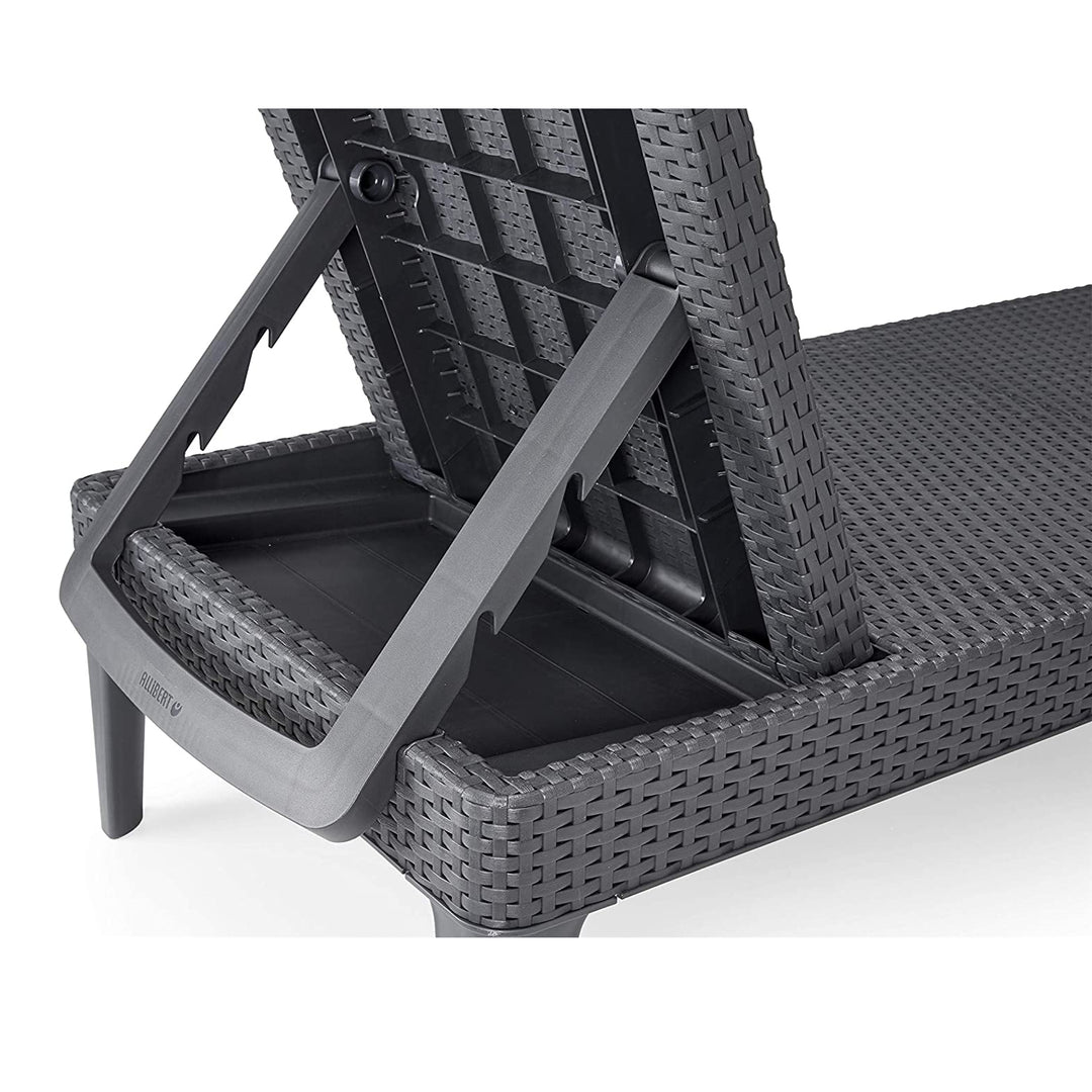 Șezlong de grădină reglabil Jaipur Sun Lounger, culoare grafit + pernă pentru șezlong Jaipur, culoare gri închis, țesătură S-500, dimensiuni 190x60 cm
