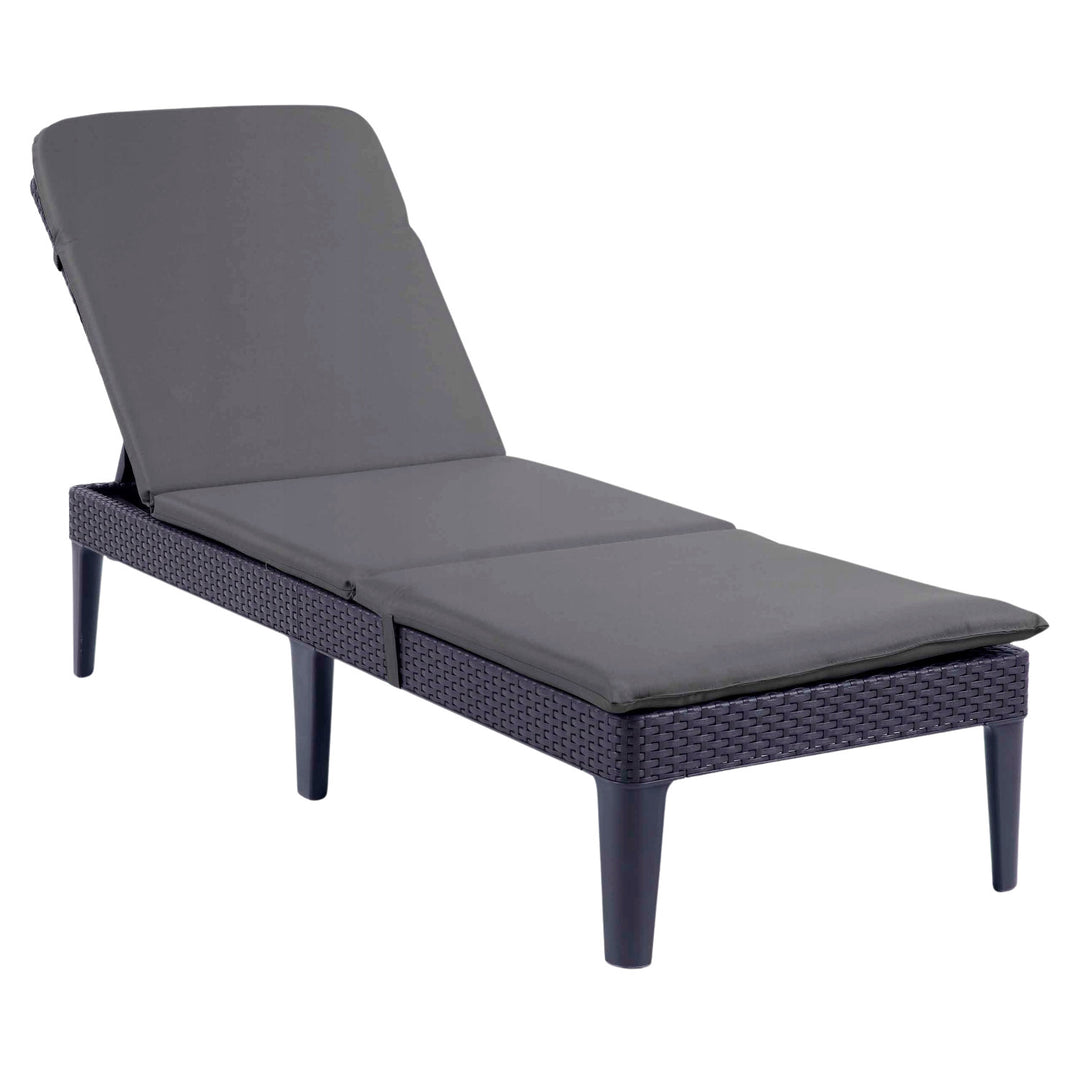 Șezlong de grădină reglabil Jaipur Sun Lounger, culoare grafit + pernă pentru șezlong Jaipur, culoare gri închis, țesătură S-500, dimensiuni 190x60 cm