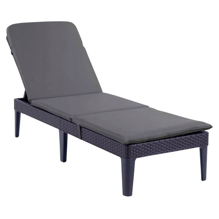 Șezlong de grădină reglabil Jaipur Sun Lounger, culoare grafit + pernă pentru șezlong Jaipur, culoare gri închis, țesătură S-500, dimensiuni 190x60 cm
