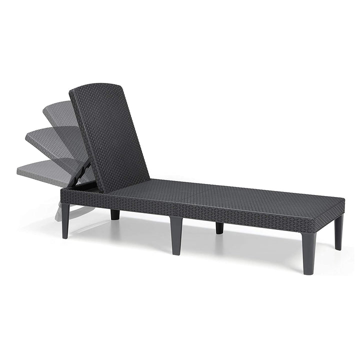 Șezlong de grădină reglabil Jaipur Sun Lounger, culoare grafit + pernă pentru șezlong Jaipur, culoare bej, țesătură S-550 Melange, dimensiuni 190x60 cm