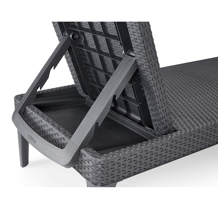 Șezlong de grădină reglabil Jaipur Sun Lounger, culoare grafit + pernă pentru șezlong Jaipur, culoare bej, țesătură S-550 Melange, dimensiuni 190x60 cm