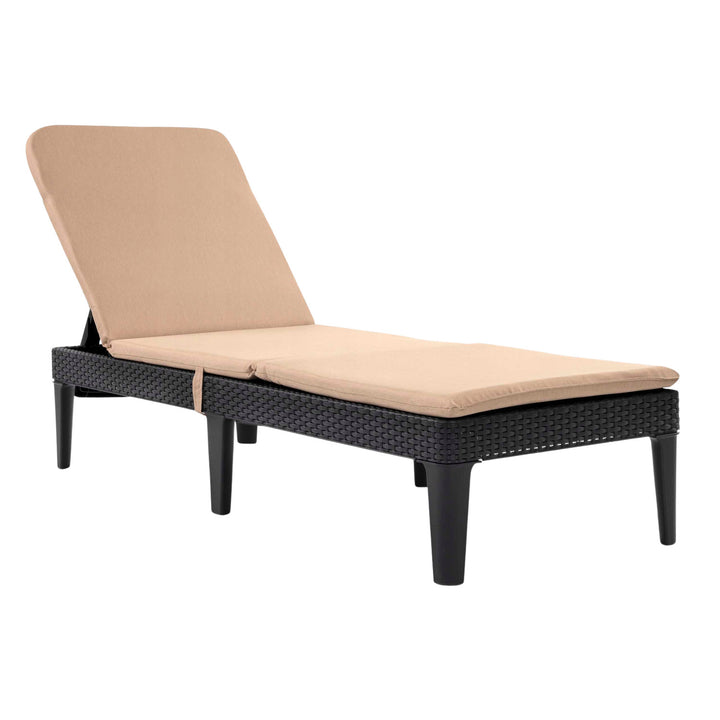 Șezlong de grădină reglabil Jaipur Sun Lounger, culoare grafit + pernă pentru șezlong Jaipur, culoare bej, țesătură S-550 Melange, dimensiuni 190x60 cm