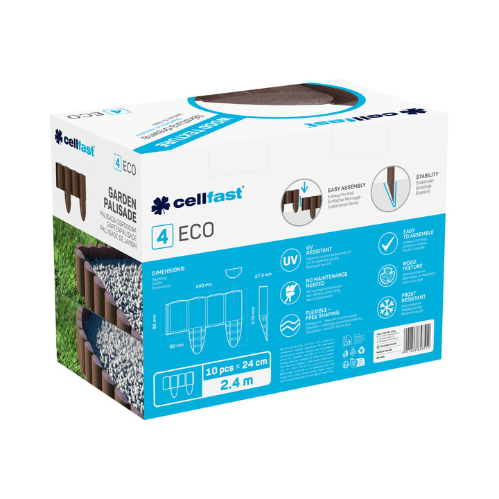 Gard de grădină Cellfast, aspect de lemn, rezistent la îngheț, lungime 7,2 m, culoare maro, 34-031