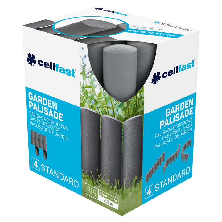 Gard de grădină Cellfast, textură de lemn, rezistent la îngheț, lungime 6,9 m, culoare grafit, 34-044
