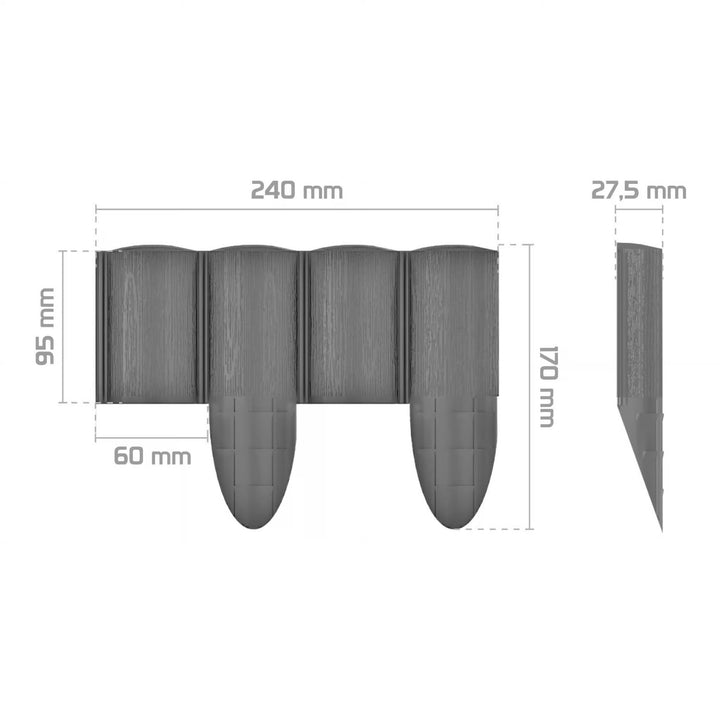 Gard de grădină Cellfast, textură de lemn, rezistent la îngheț, lungime 7,2 m, culoare grafit, 34-054