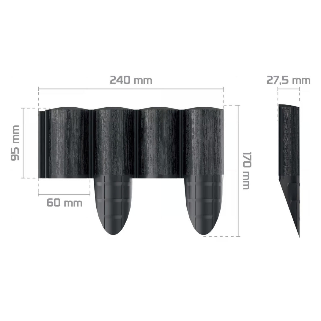 Gard de grădină Cellfast, aspect de lemn, rezistent la îngheț, lungime 7,2 m, culoare antracit, 34-032