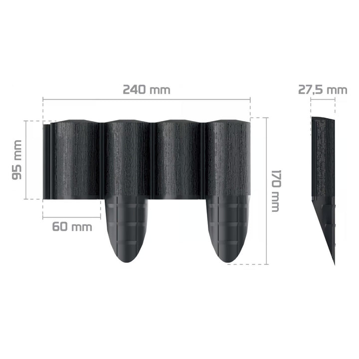 Gard de grădină Cellfast, textură de lemn, rezistent la îngheț, lungime 14,4 m, culoare antracit, 34-032