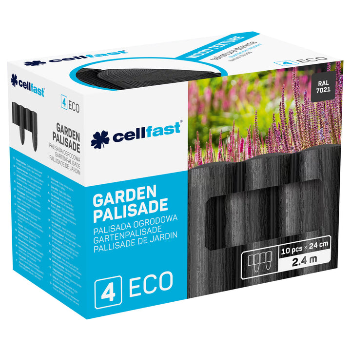 Gard de grădină Cellfast, textură de lemn, rezistent la îngheț, lungime 14,4 m, culoare antracit, 34-032