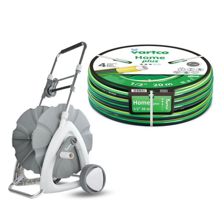 Cărucior pentru furtun de grădină 1/2" 45 m + Furtun de grădină Vartco Home Plus 1/2" 20 m Agaplast