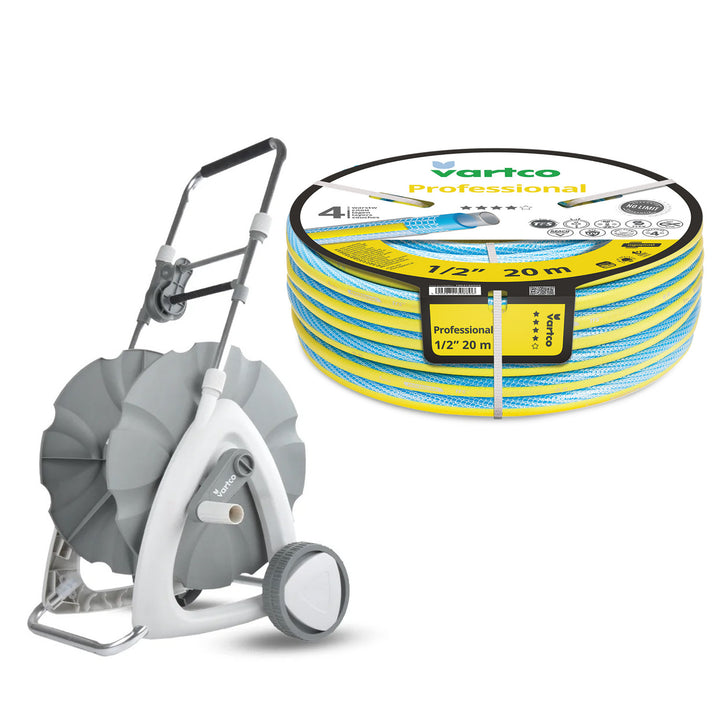 Cărucior pentru furtun de grădină 1/2" 45 m + Furtun de grădină Vartco Professional 1/2" 20 m Agaplast