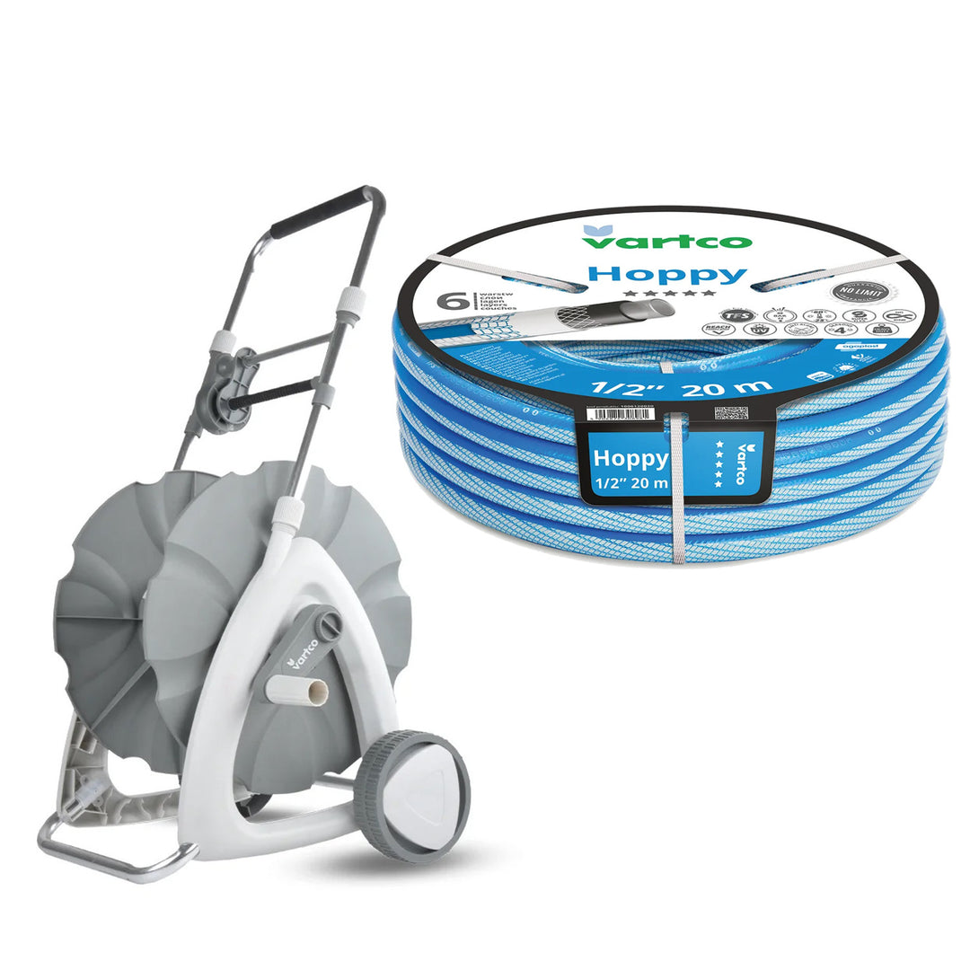 Cărucior pentru furtun de grădină + furtun de grădină Vartco Hoppy 1/2" 20 m Agaplast