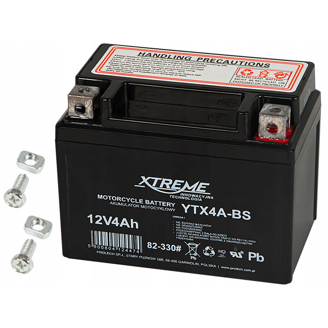 Baterie cu gel pentru motocicletă Xtreme, fără întreținere, 12 V, 4 Ah, dreapta, 82-330#