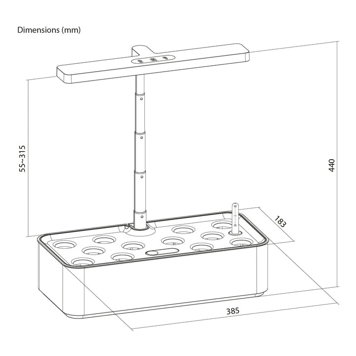 Sistemul inteligent de cultivare interioară a plantelor GreenBlue, ghiveci SMART, capacitate 4 L, 220-240 V c.a., 50/60 Hz, 0,4 A, GB133 + set de accesorii
