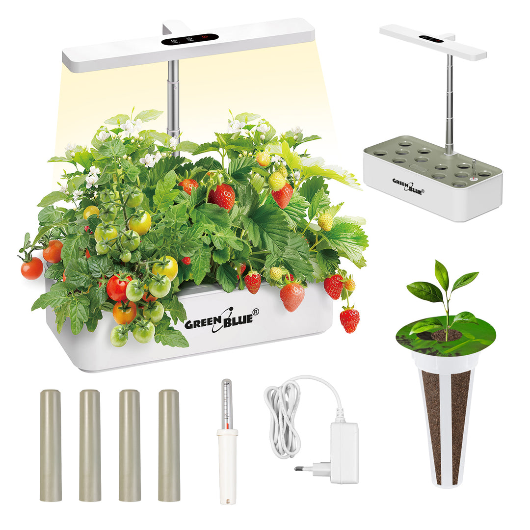 Sistemul inteligent de cultivare interioară a plantelor GreenBlue, ghiveci SMART, capacitate 4 L, 220-240 V c.a., 50/60 Hz, 0,4 A, GB133 + set de accesorii