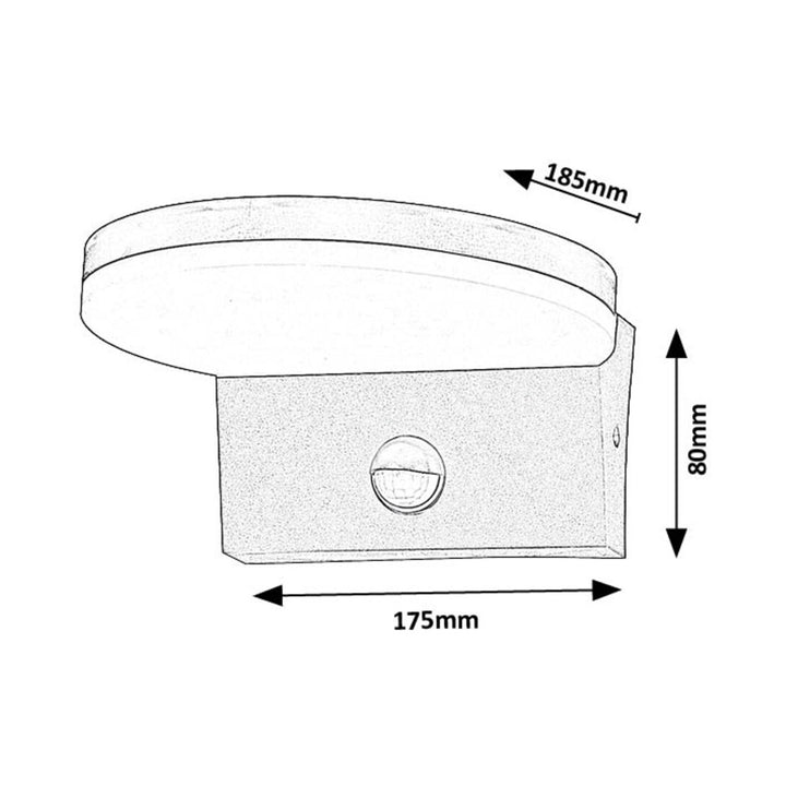 Lampă de perete pentru exterior Rabalux, senzor de mișcare, 9 W, neagră, Batida, 2 bucăți