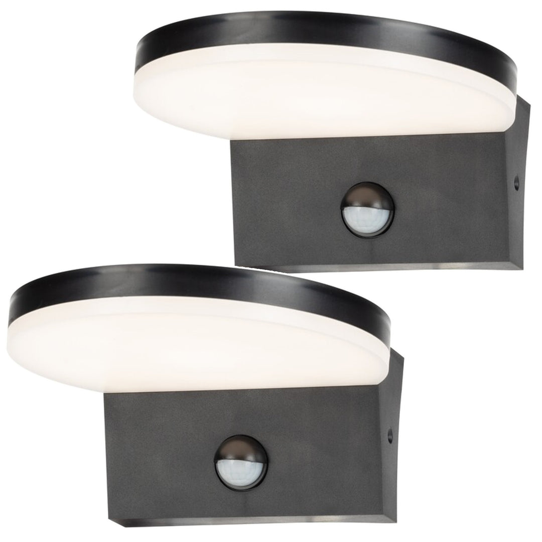 Lampă de perete pentru exterior Rabalux, senzor de mișcare, 9 W, neagră, Batida, 2 bucăți