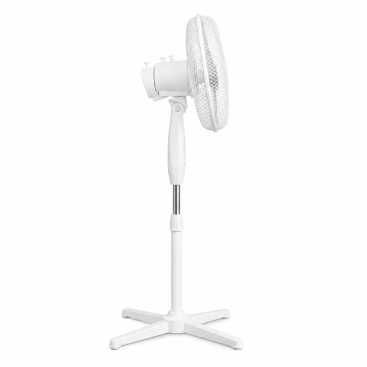 Ventilator de podea Extralink, culoare albă, 3 pale, 3 trepte de viteză, putere 45 W, reglare a unghiului de înclinare, ESF-40D-WH