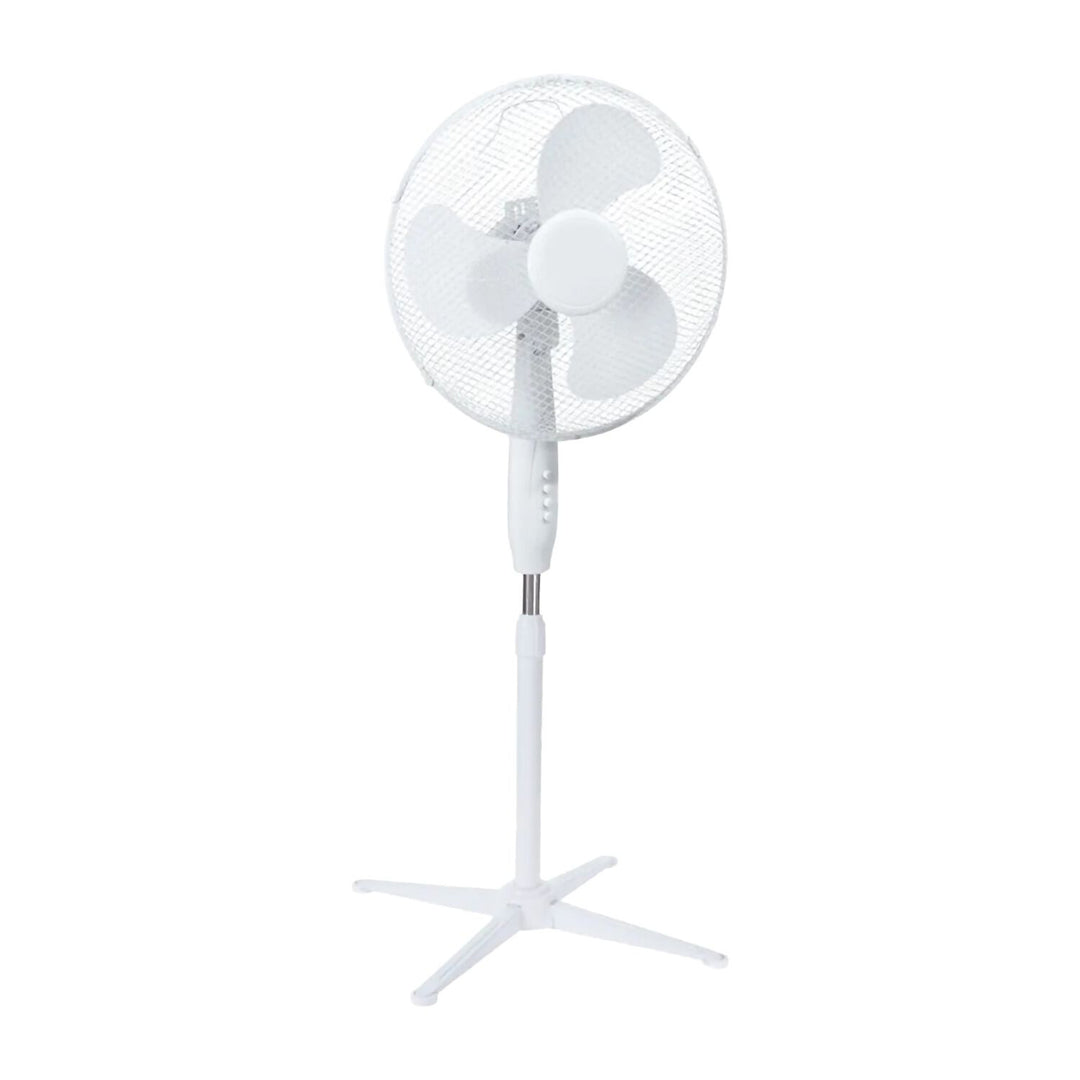 Ventilator de podea Extralink, culoare albă, 3 pale, 3 trepte de viteză, putere 45 W, reglare a unghiului de înclinare, ESF-40D-WH