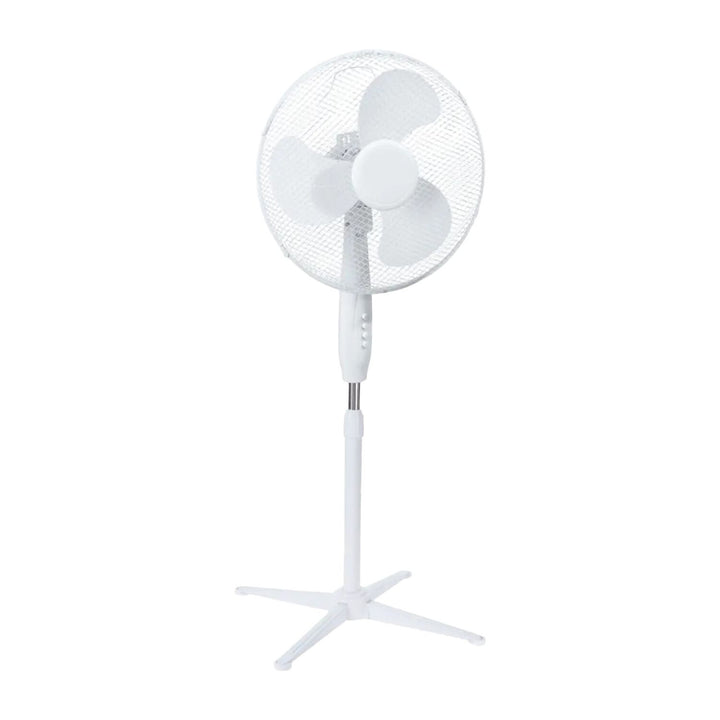 Ventilator de podea Extralink, culoare albă, 3 pale, 3 trepte de viteză, putere 45 W, reglare a unghiului de înclinare, ESF-40D-WH