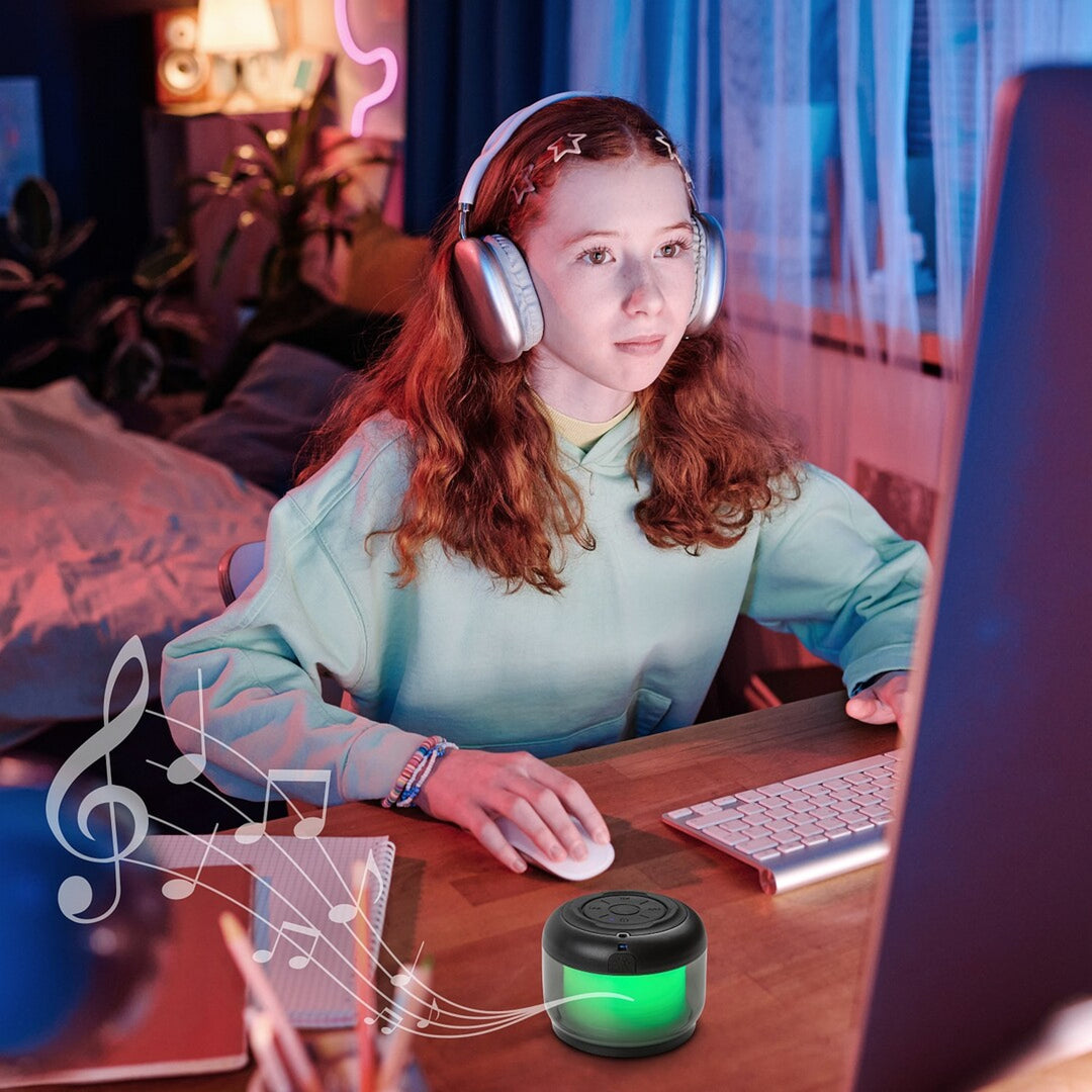 Lampa de birou Rabalux Radelia, difuzor Bluetooth, RGB, negru, IP20, baterie reîncărcabilă, 76110