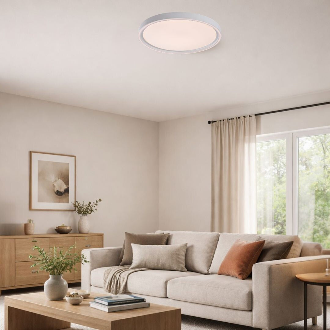 Lampa de tavan Rabalux Zerina, 31 W, IP40, albă, 3000-6500 K, funcție de memorie, cu telecomandă, funcție de temporizator, efect de lampă de veghe, 75086