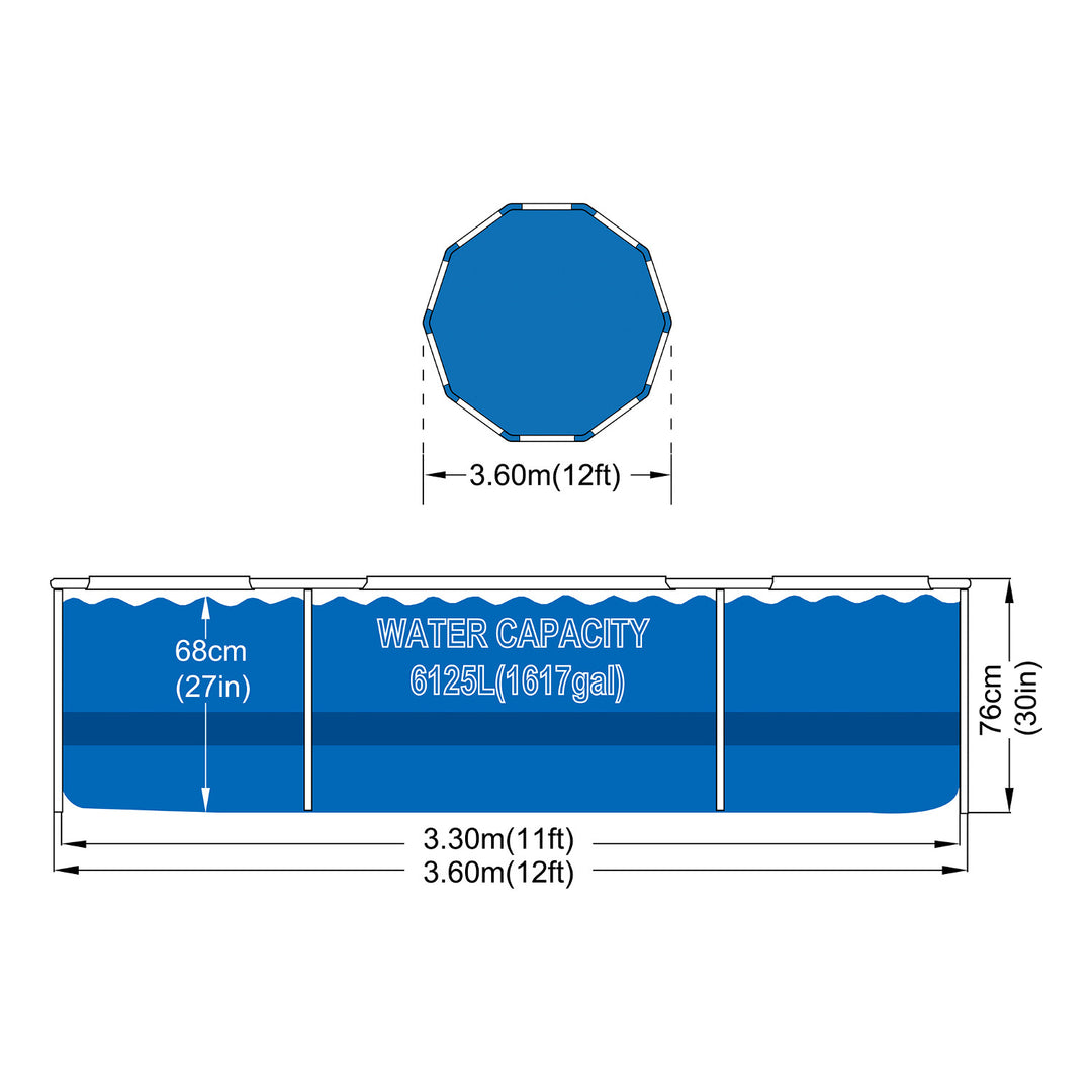 Piscină cu cadru AVENLI, rotundă, 366x76, set cu o capacitate de 6125 l