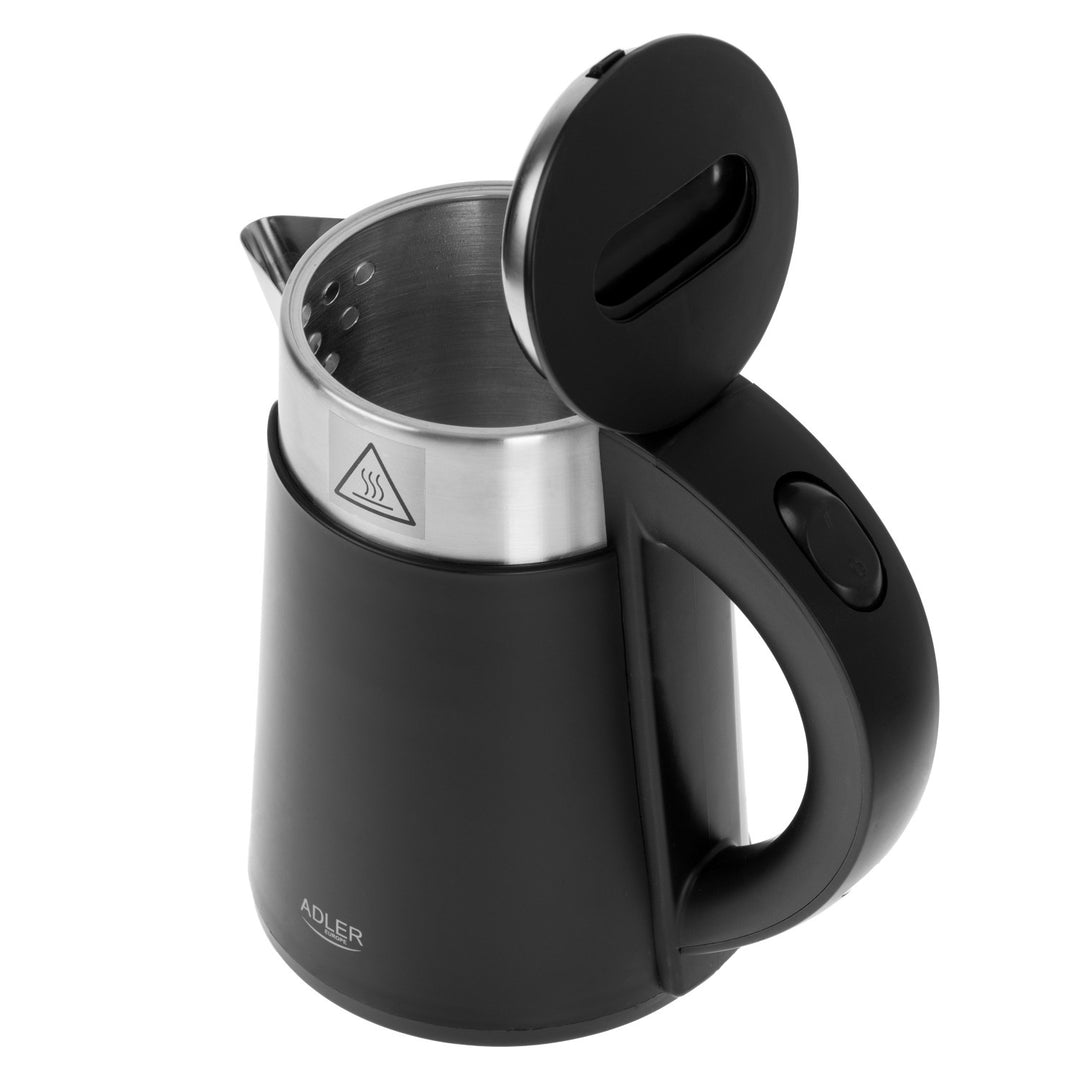 Ceainic electric Adler, din metal, 0,6 L, silențios, putere 800 W, negru. AD 1372