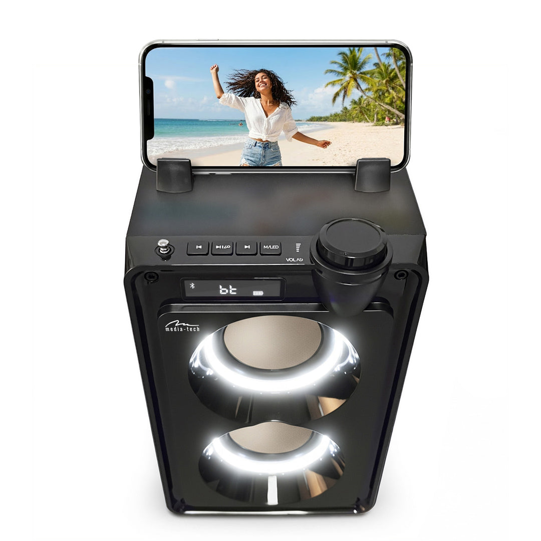 Difuzor portabil Bluetooth OVERBOX MT3186, radio FM, compatibil cu carduri SD și USB, putere RMS de 30 W, Mediatech