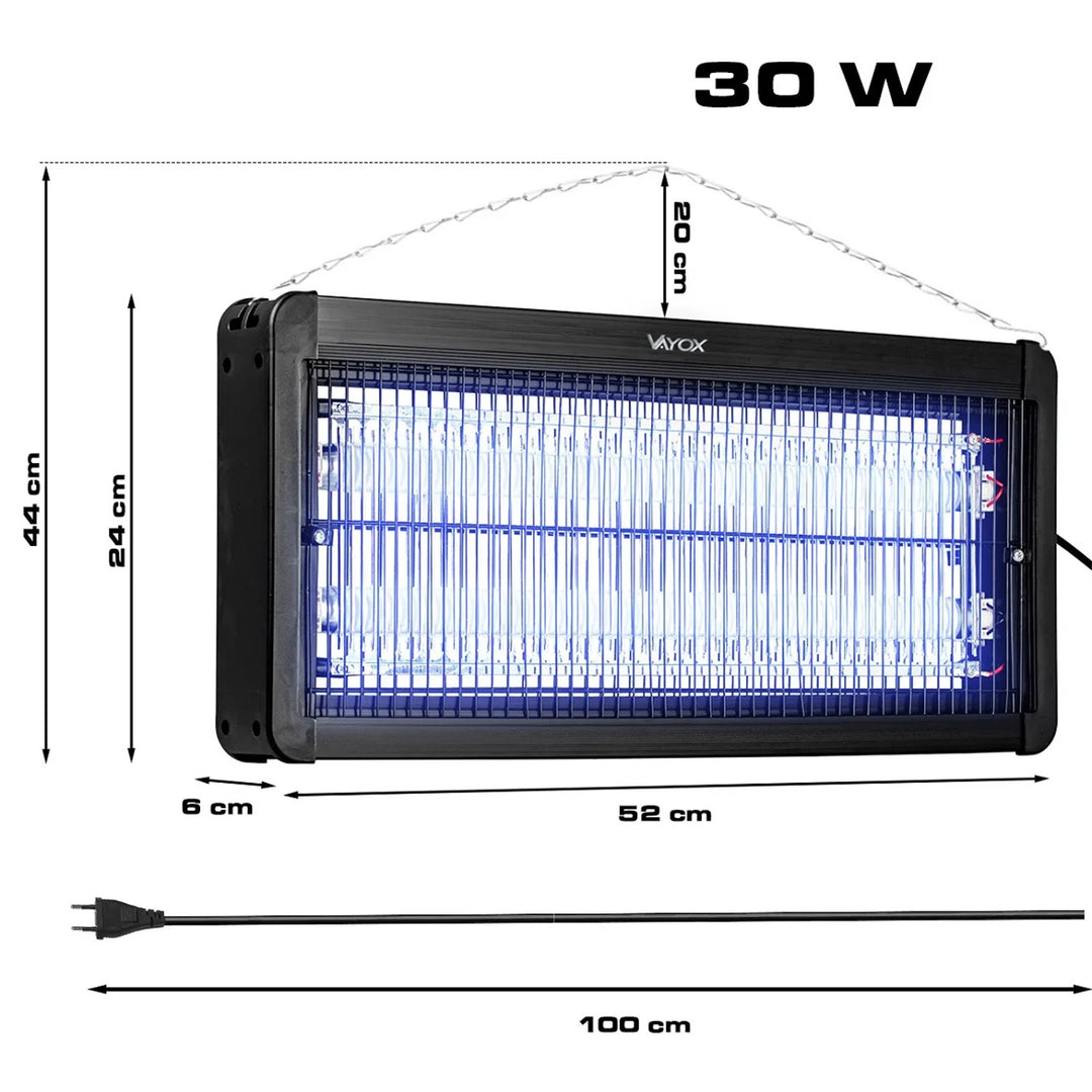 Lampă pentru uciderea insectelor (țânțari, muște, molii), capcană electrică, UV, 30 W, Vayox
