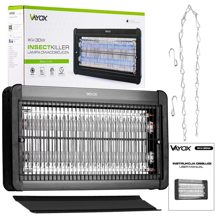 Lampă pentru uciderea insectelor (țânțari, muște, molii), capcană electrică, UV, 30 W, Vayox