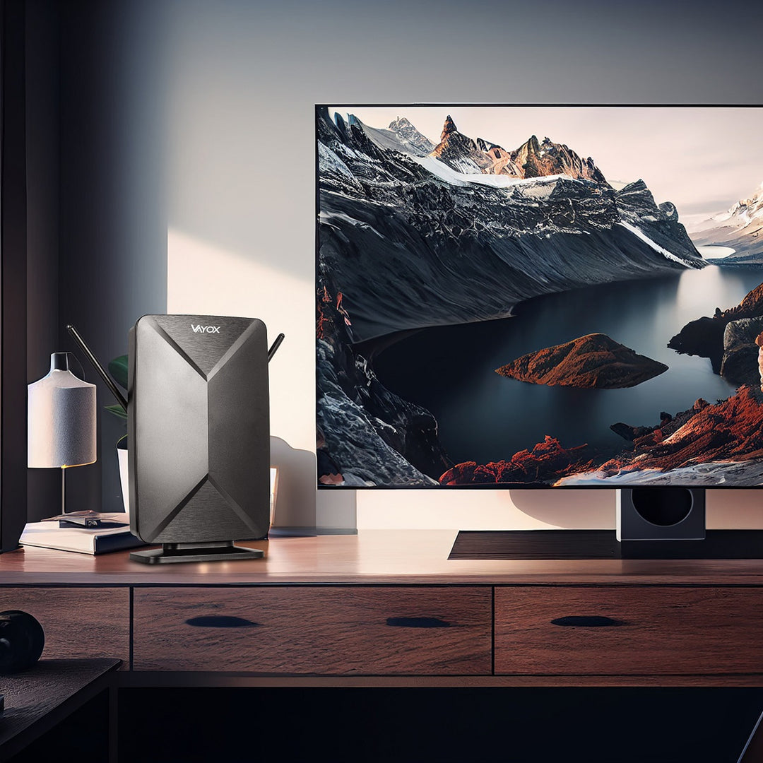 Antenă activă, de interior, de exterior, DVB-T2, TV terestru 4K, Vayox