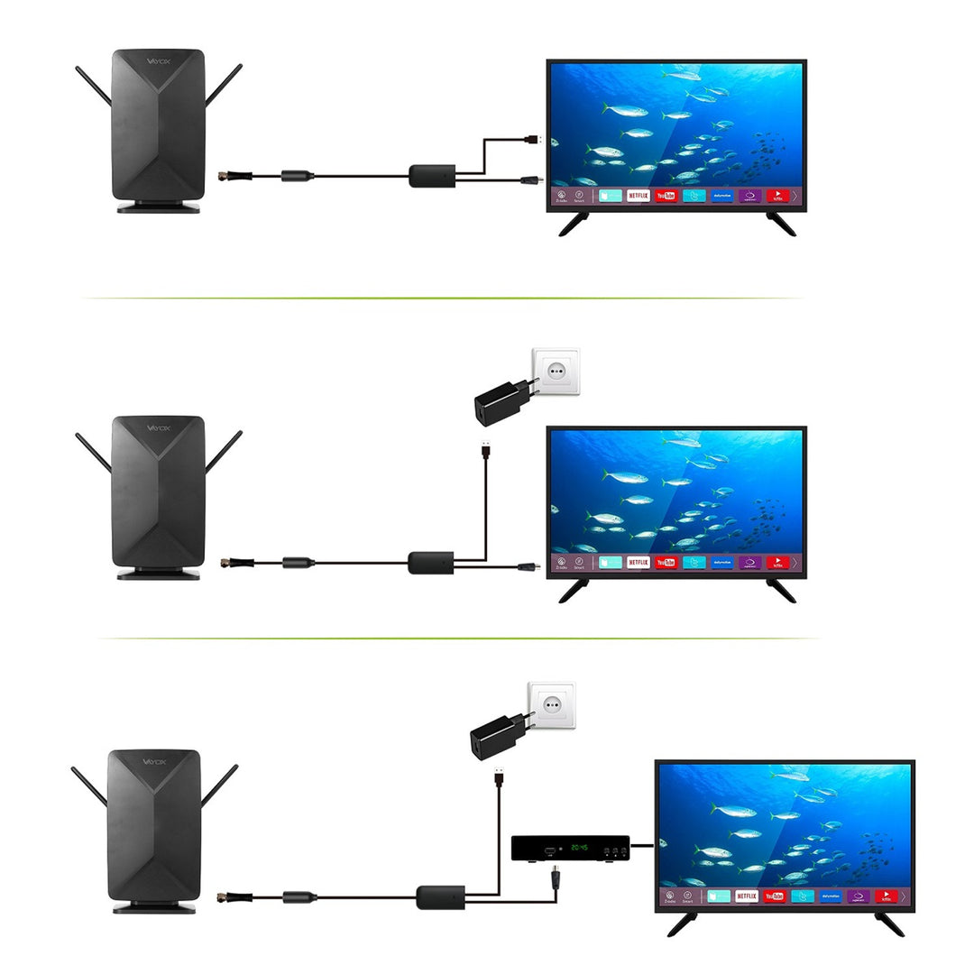 Antenă activă, de interior, de exterior, DVB-T2, TV terestru 4K, Vayox