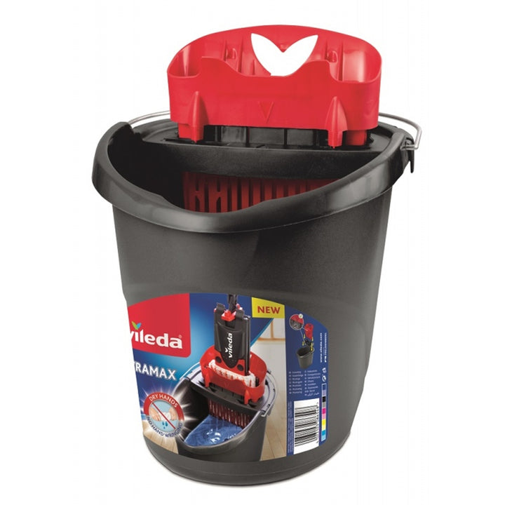 Set mop plat Ultramax + mănuși Universal + burete de spălat Glitzi (2 buc.) Vileda, Sistem de scurgere fără contact, Două tipuri de fibre, 177453