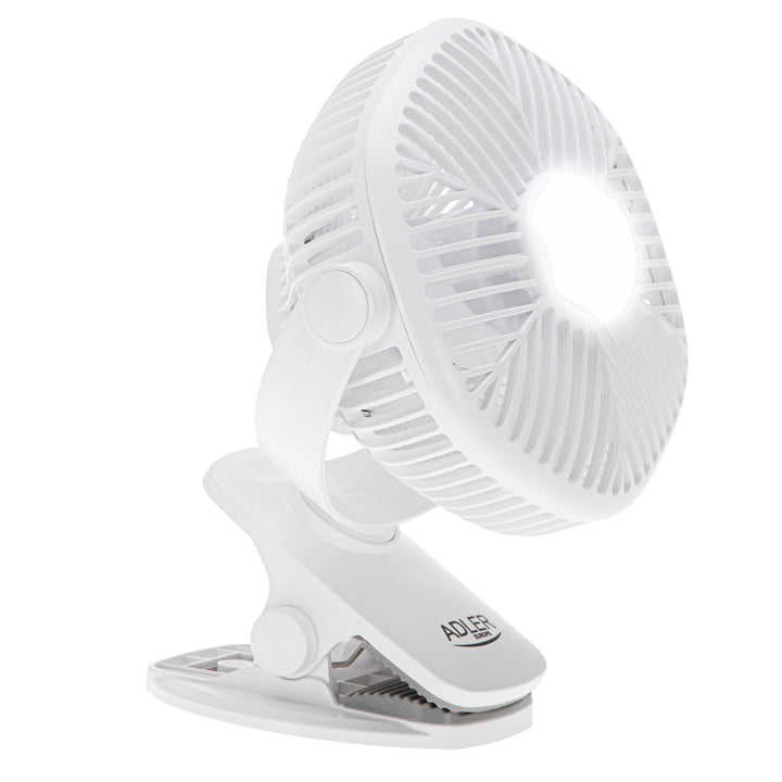 Ventilator cu baterie de 5"/12,7 cm cu clemă – USB / LED, AD 7335, Adler