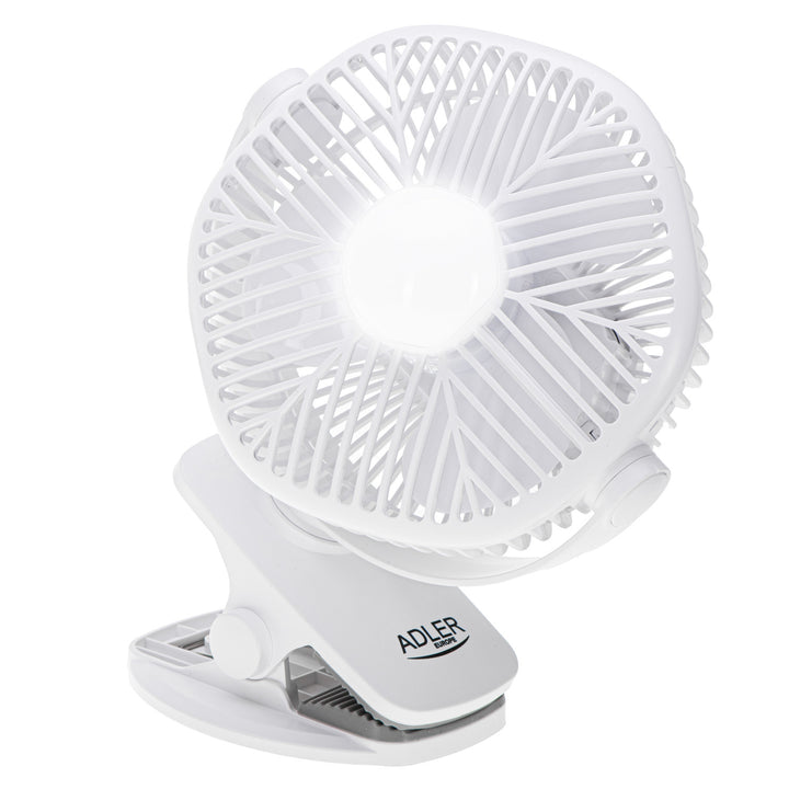 Ventilator cu baterie de 5"/12,7 cm cu clemă – USB / LED, AD 7335, Adler