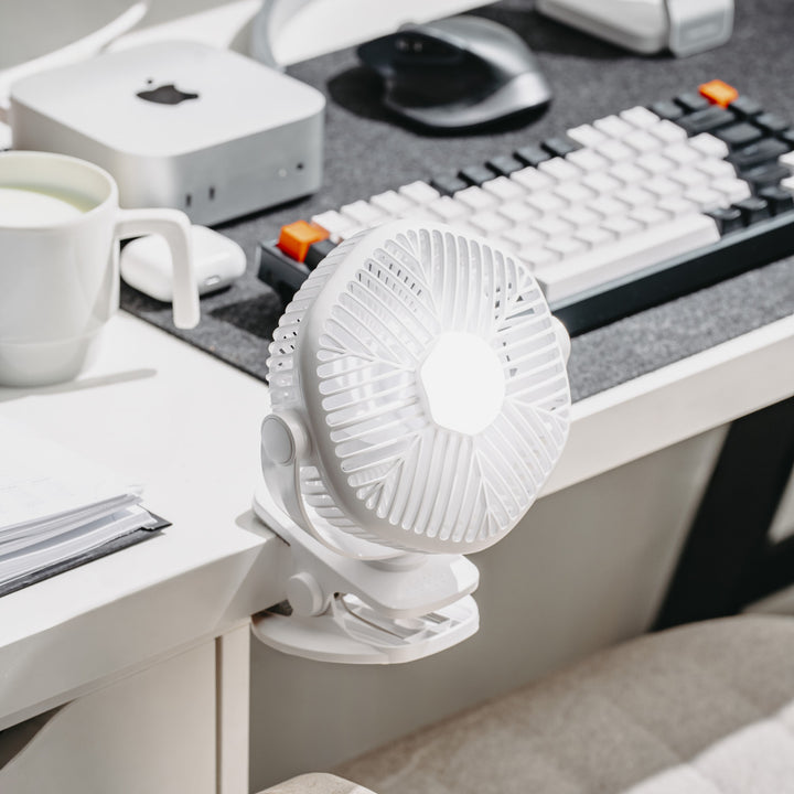 Ventilator cu baterie de 5"/12,7 cm cu clemă – USB / LED, AD 7335, Adler