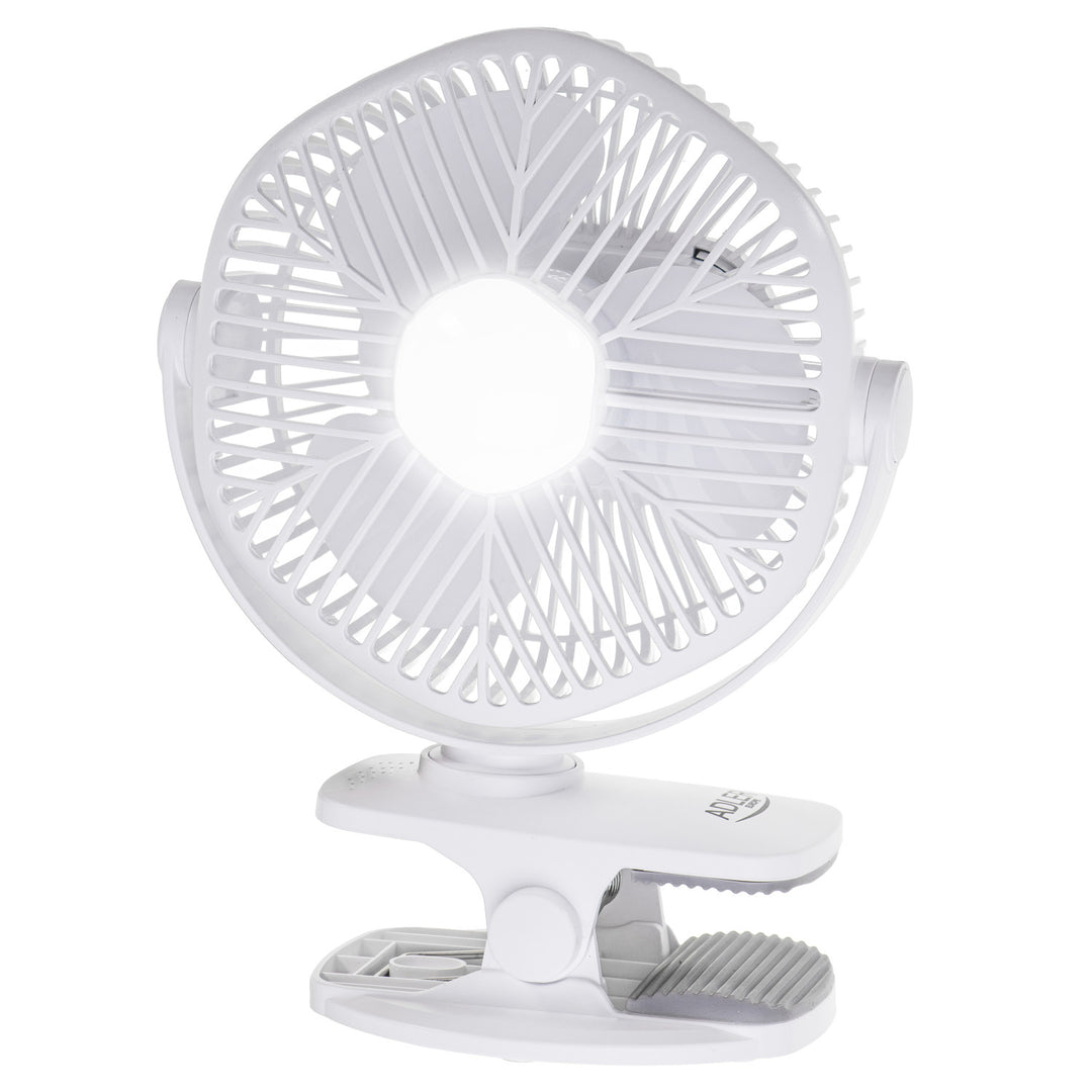 Ventilator cu baterie de 5"/12,7 cm cu clemă – USB / LED, AD 7335, Adler