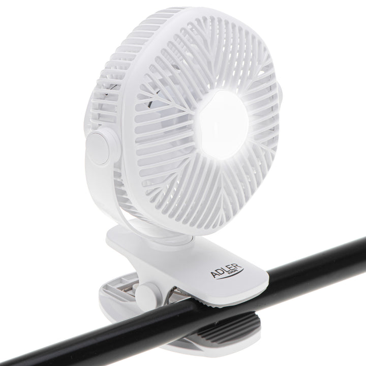 Ventilator cu baterie de 5"/12,7 cm cu clemă – USB / LED, AD 7335, Adler