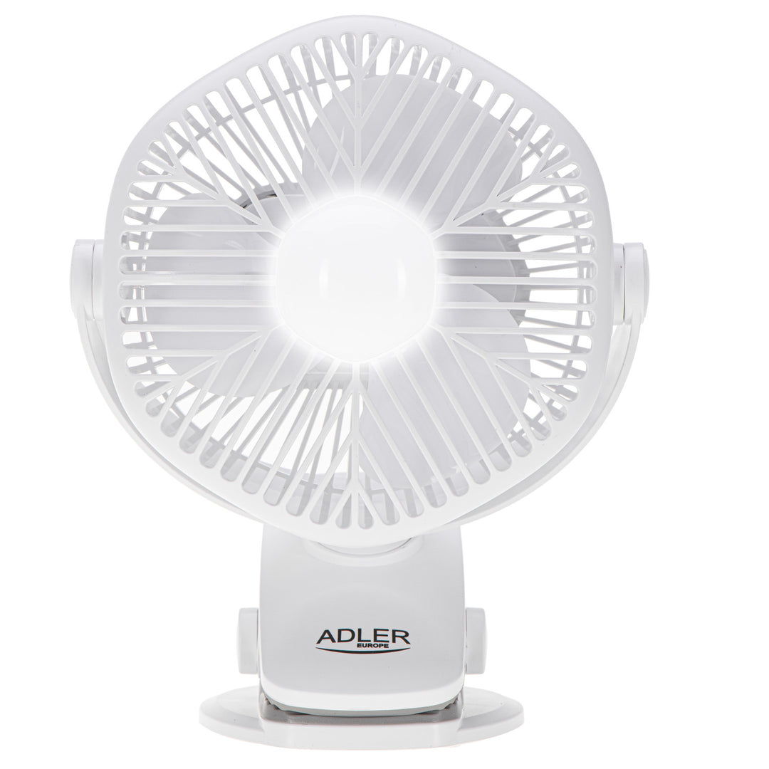Ventilator cu baterie de 5"/12,7 cm cu clemă – USB / LED, AD 7335, Adler