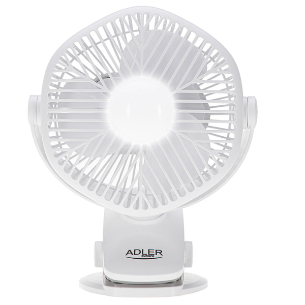 Ventilator cu baterie de 5"/12,7 cm cu clemă – USB / LED, AD 7335, Adler