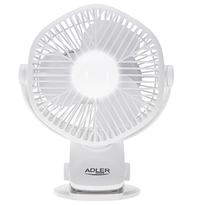 Ventilator cu baterie de 5"/12,7 cm cu clemă – USB / LED, AD 7335, Adler