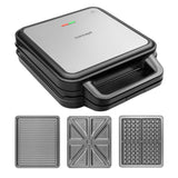 Aparat de prăjit sandvișuri Concept, trei plăci interschimbabile, putere 1200 W, suprafață antiaderentă, indicator luminos, SV3080