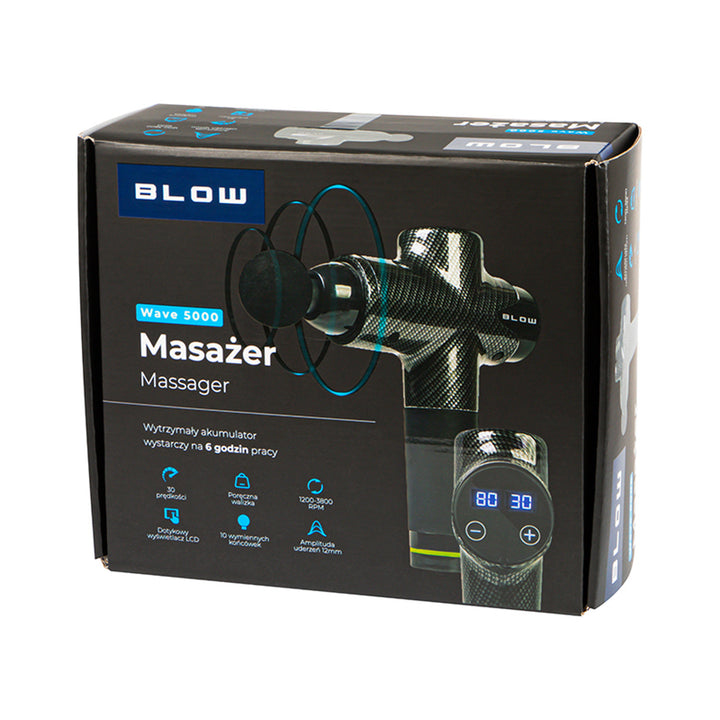 Aparat de masaj Blow, 10 capete de masaj, încărcător și valiză, putere 200 W, 30 de moduri de viteză, încărcare rapidă, 44-341