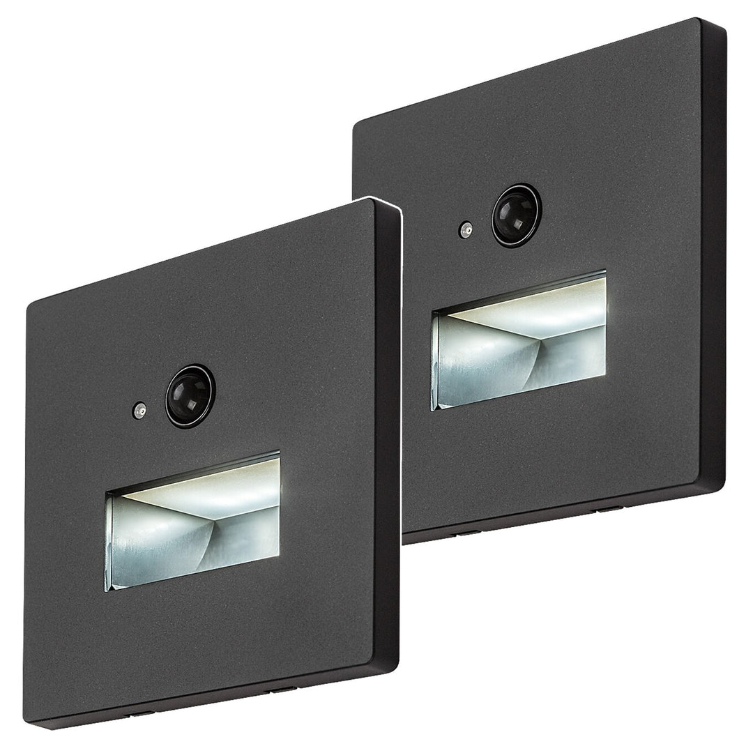 Lampa Lunca LED 1 W IP20, neagră, 3000, 4500, 6500 K, senzor de mișcare, senzor de lumină, 77197, 2 bucăți