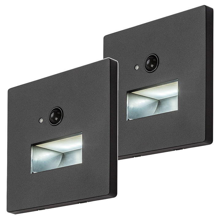 Lampa Lunca LED 1 W IP20, neagră, 3000, 4500, 6500 K, senzor de mișcare, senzor de lumină, 77197, 2 bucăți