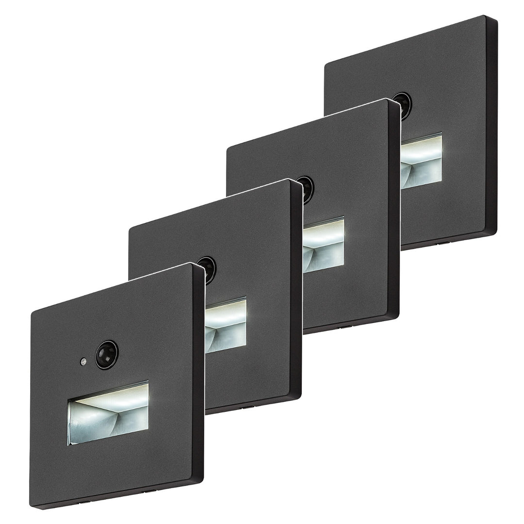 Lampa Lunca LED 1 W IP20, neagră, 3000, 4500, 6500 K, senzor de mișcare, senzor de lumină, 77197, 4 bucăți