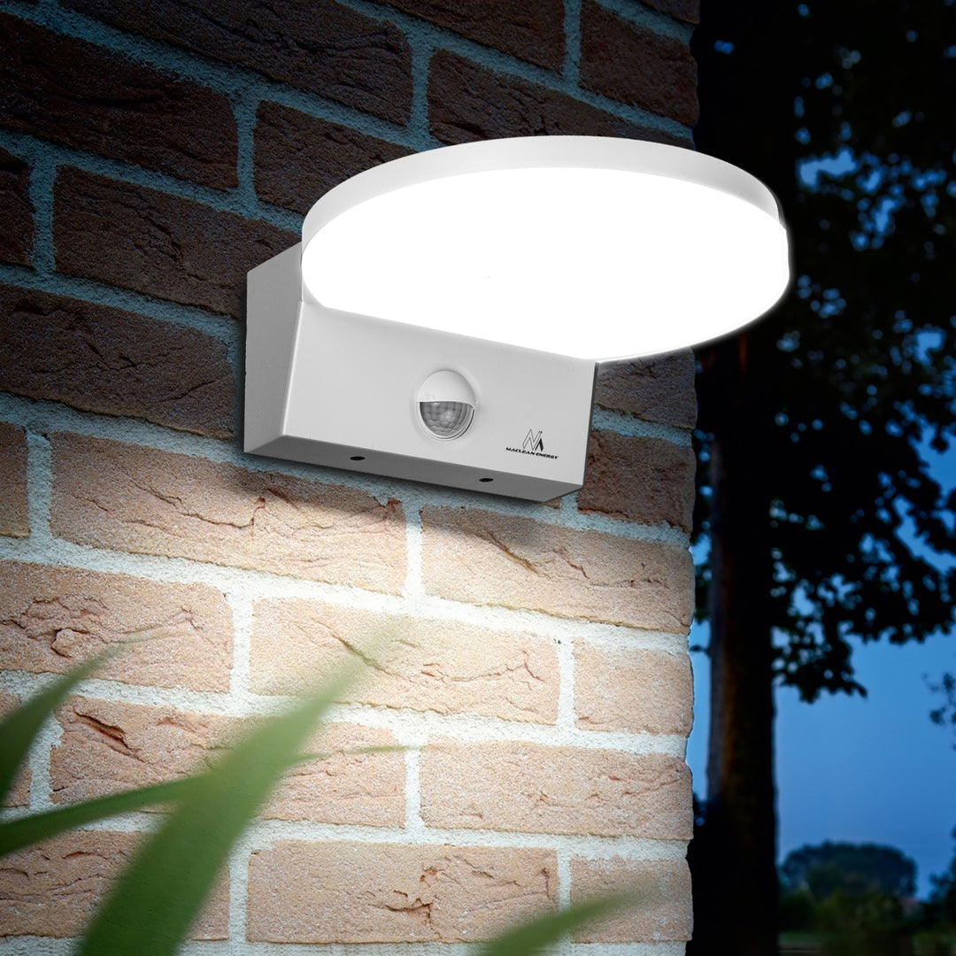 Lampă LED cu senzor de mișcare Maclean, senzor de mișcare PIR, culoare albă, 15 W, IP65, 1560 lm, lumină albă neutră (4000 K) MCE344 W, 2 bucăți
